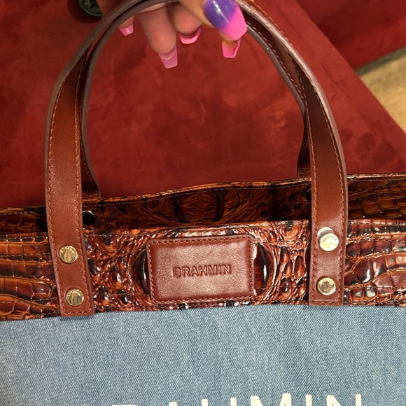 Brahmin Blue and Brown Tote